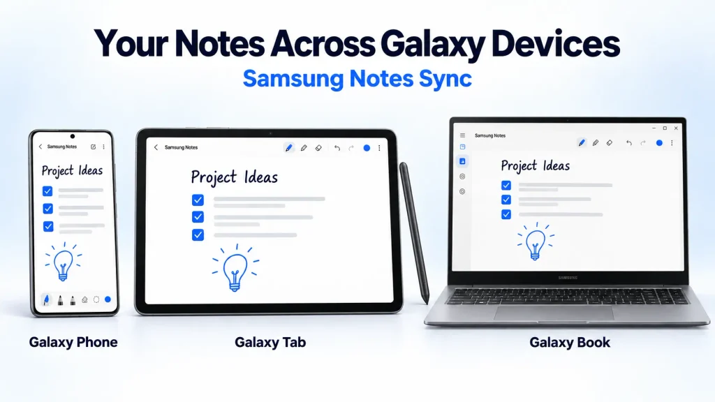 Samsung Notes syncing across a Galaxy phone, Galaxy Tab, and Galaxy Book