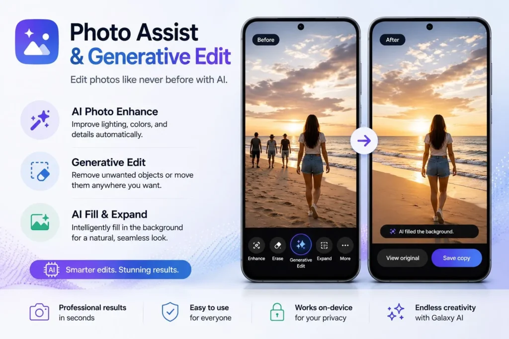 samsung galaxy ai photo assist and generative editing