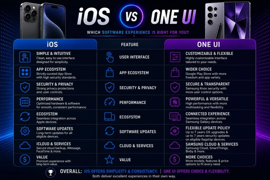 iPhone vs Samsung iOs vs One UI