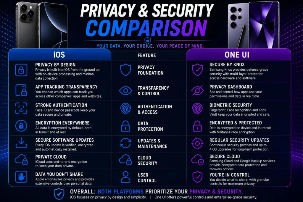 iPhone vs Samsung privacy and security comparison