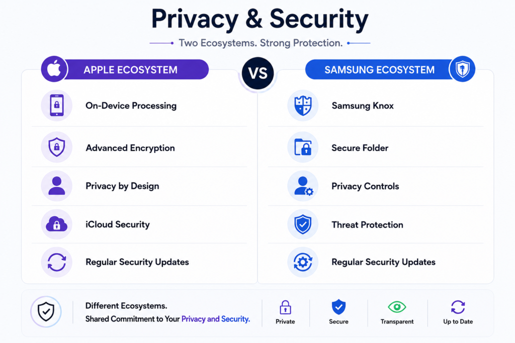 Apple vs Samsung ecosystem privacy and security