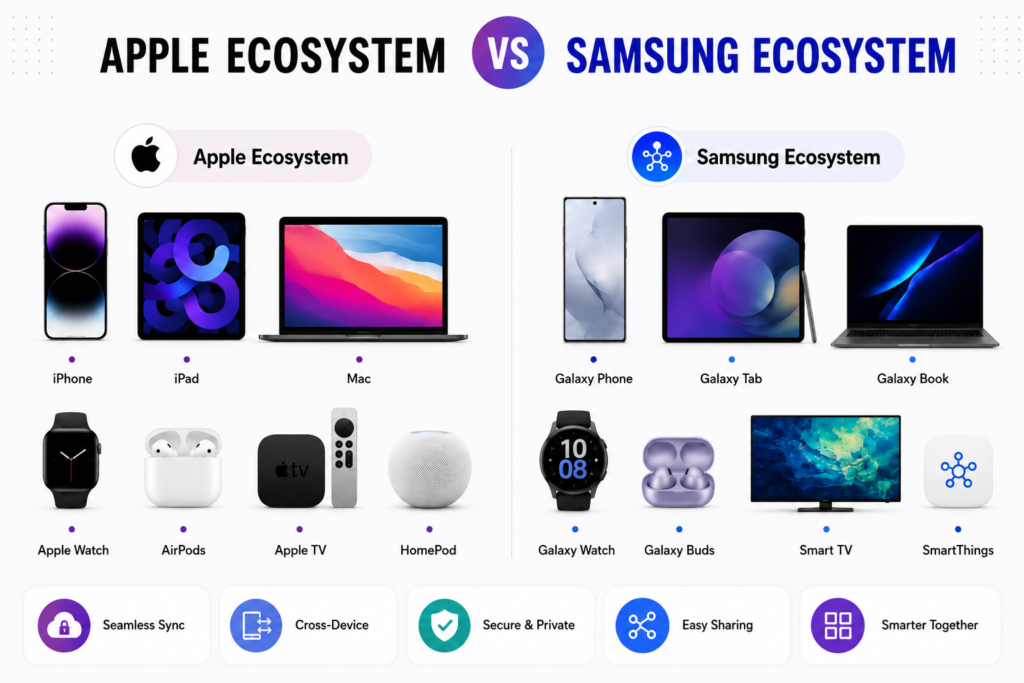 Apple vs Samsung ecosystem device lineup