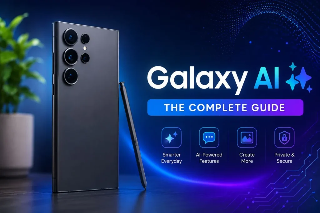 Samsung Galaxy AI features translation, search, note-taking, and photo editing in 2026