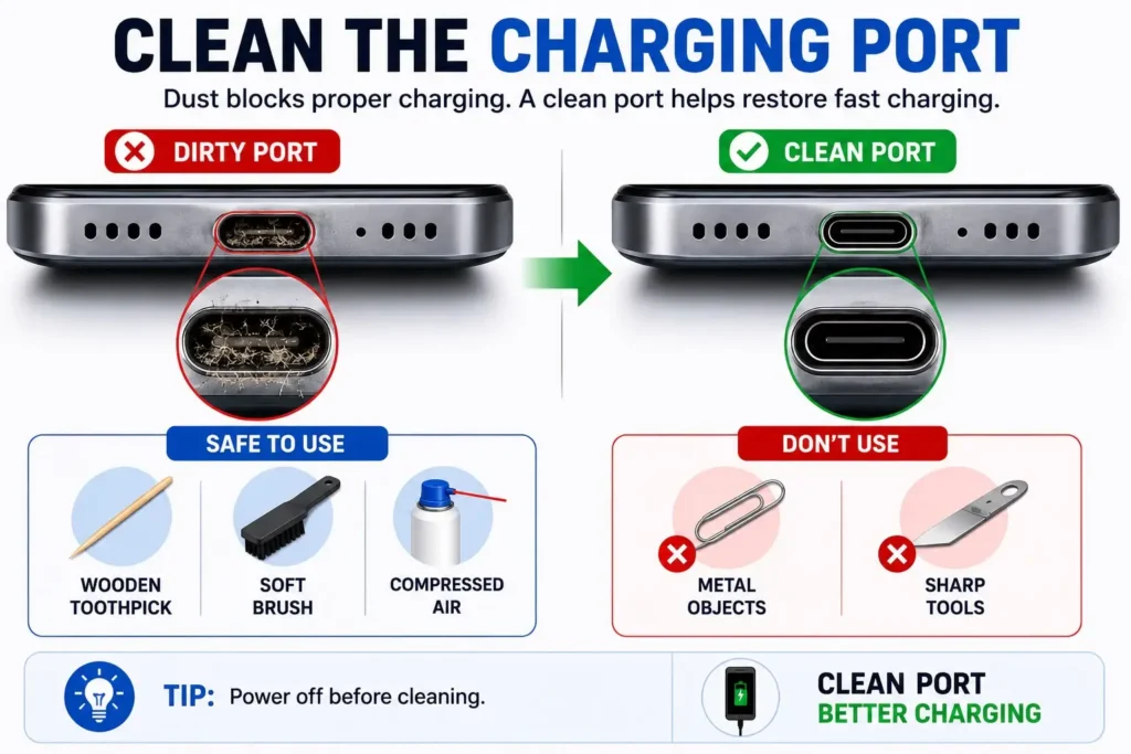 Clean the Charging Port Carefully
