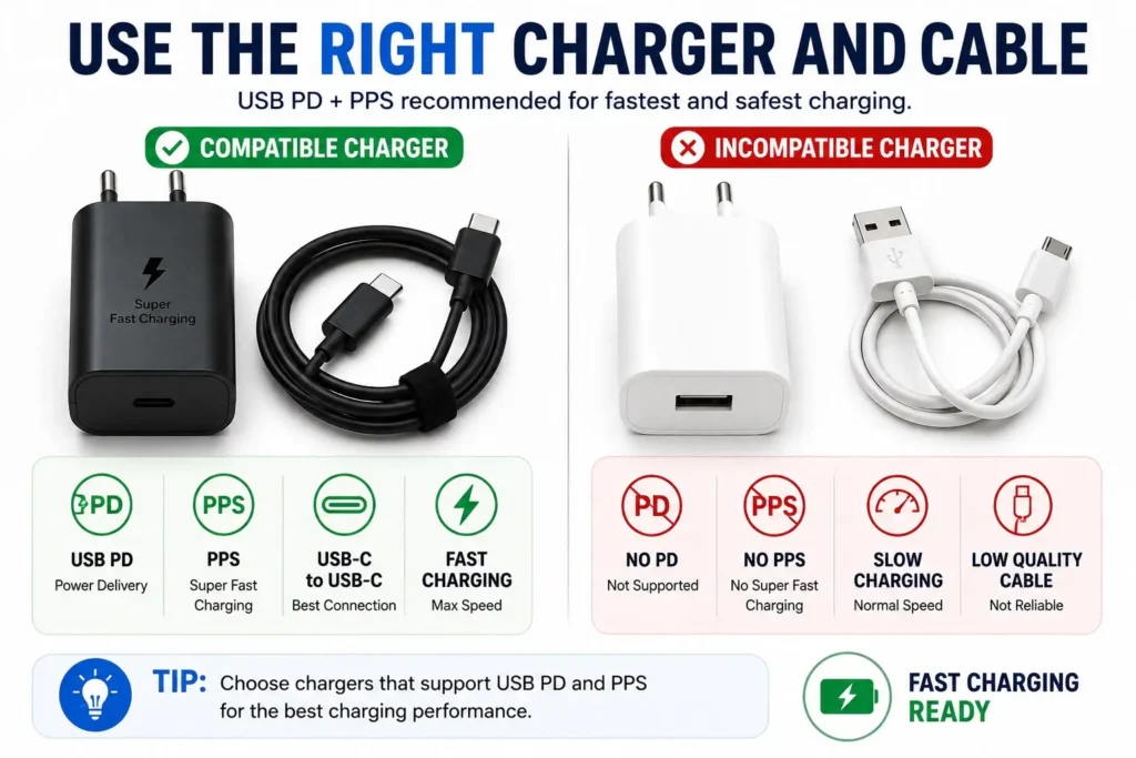 Use the Right Charger and Cable