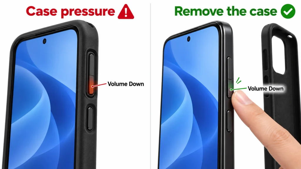If Android phone return to Safe Mode, inspect the Volume Down button