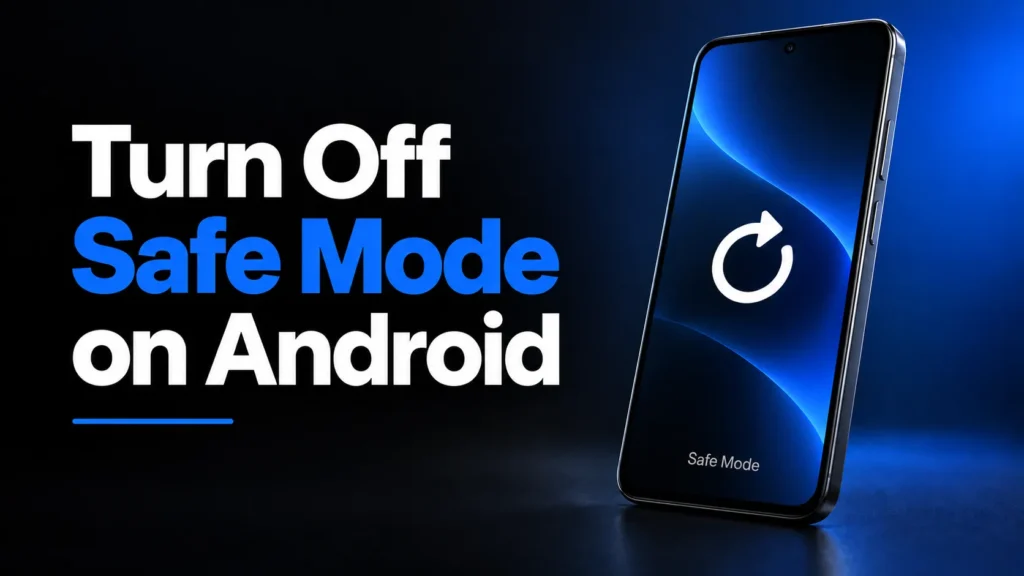 Android phone illustration showing how to remove Safe Mode on Android