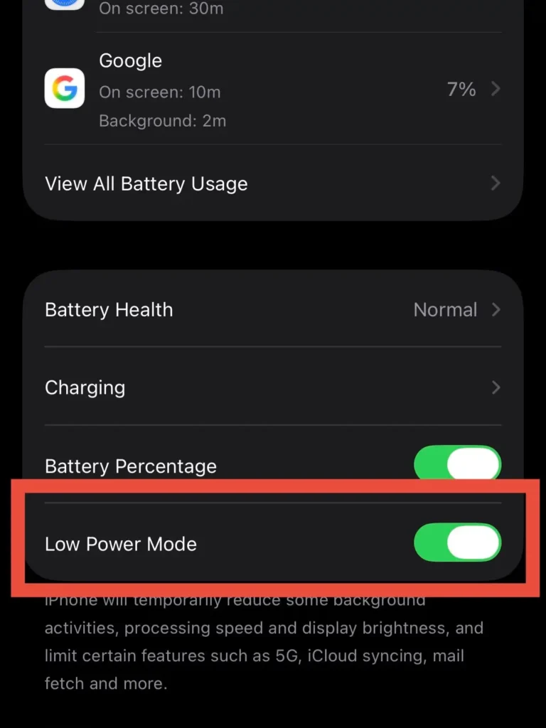 Low Power Mode Reduce Battery Drain Overnight