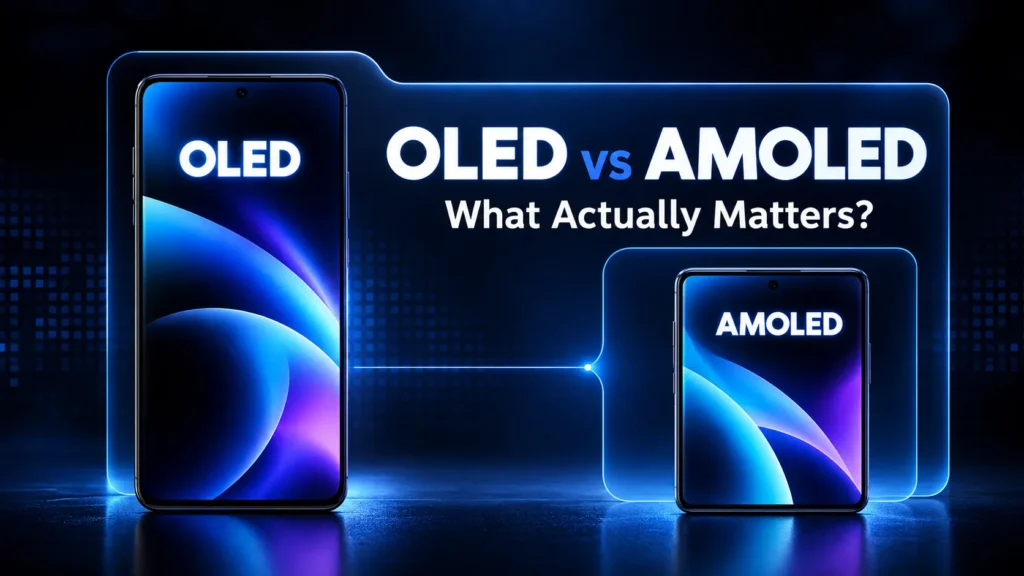 OLED vs AMOLED phone displays showing AMOLED as a type of OLED