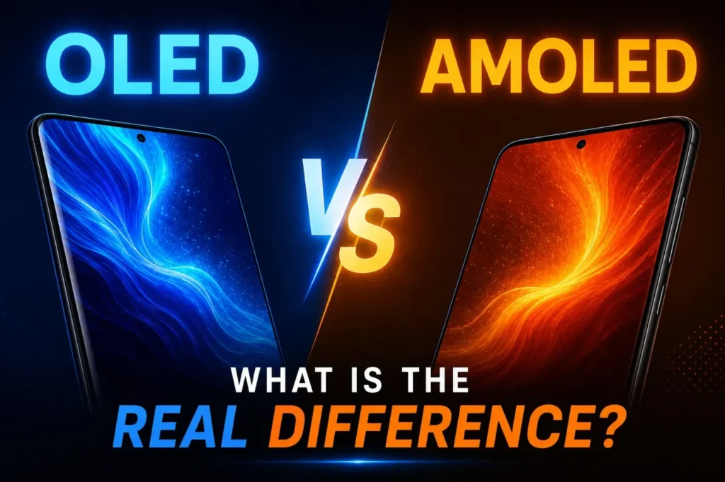 Techshootout featured image for OLED vs AMOLED display comparison