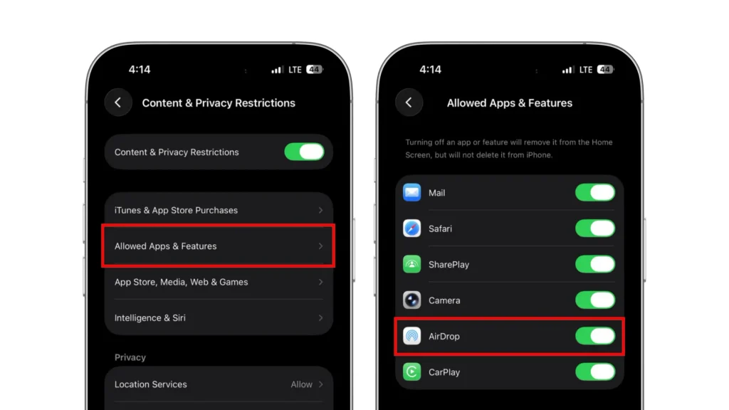 Check Screen Time Restrictions