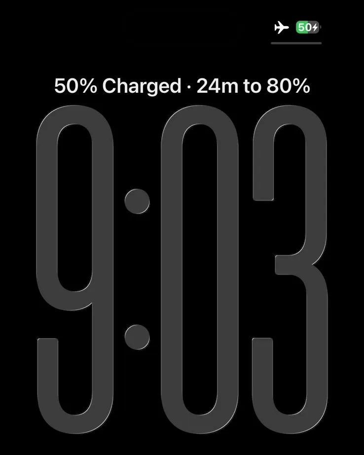 iPhone 15 at 50% during 20W fast-charging test