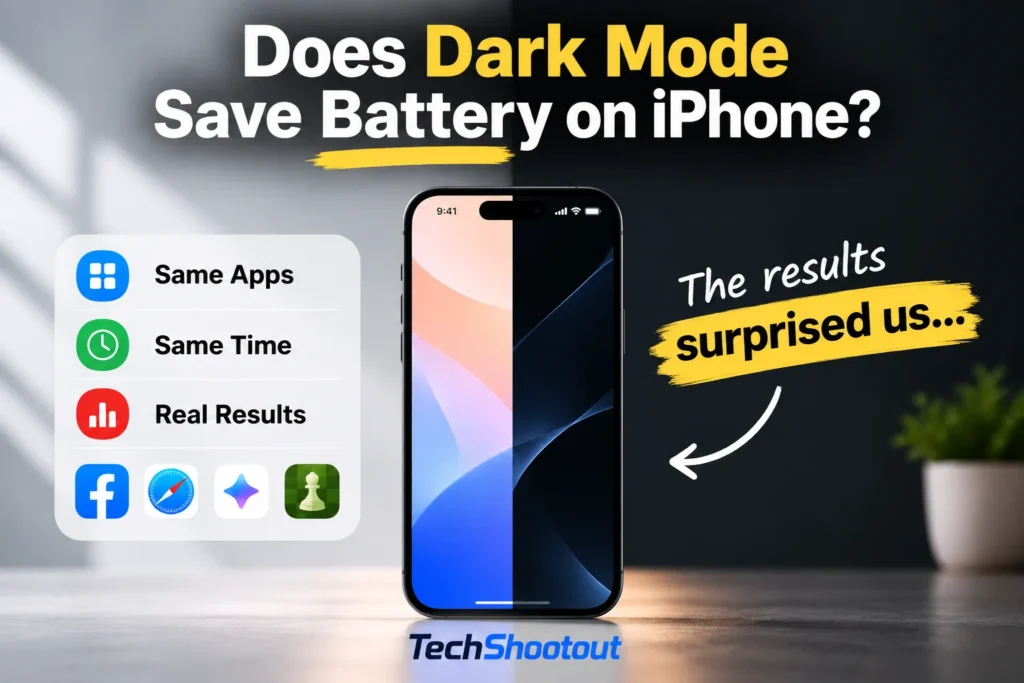 Does Dark Mode save battery on iPhone? Light vs Dark Mode battery test by TechShootout
