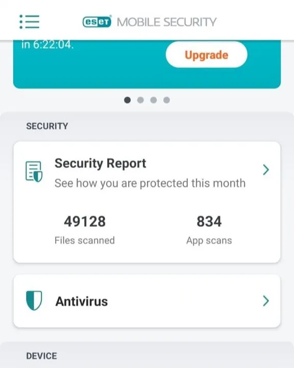 ESET Mobile Security scan results during our Android antivirus test