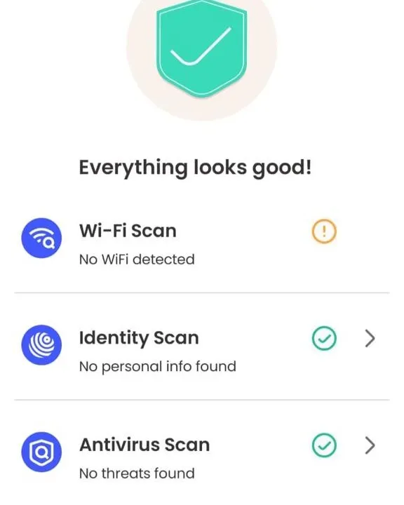 McAfee Smart Scan results during our Android antivirus test