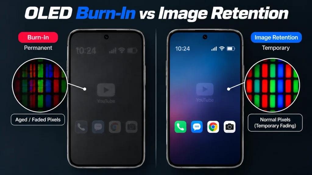 OLED burn-in vs temporary image retention comparison