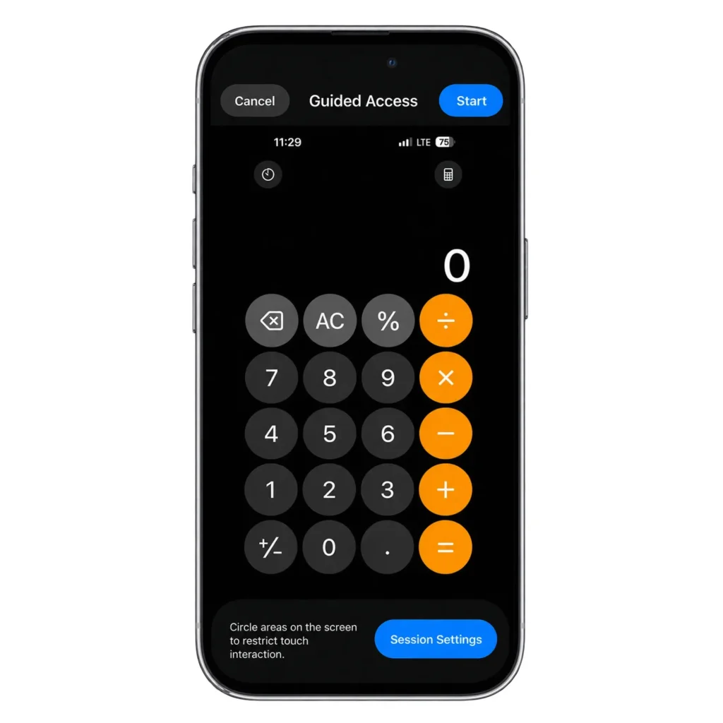 iPhone settings screens showing Accessibility and the Guided Access menu option highlighted